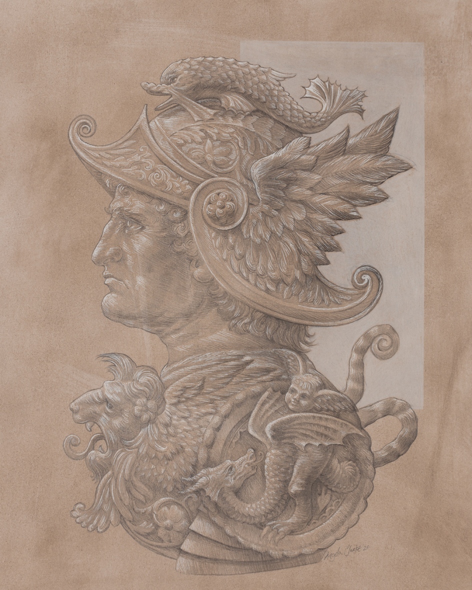 Silverpoint drawing of Darius lll King of the Persia